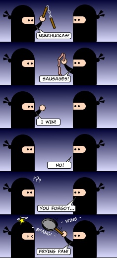 This was the second Ninja strip cartoon. It has already descended into 